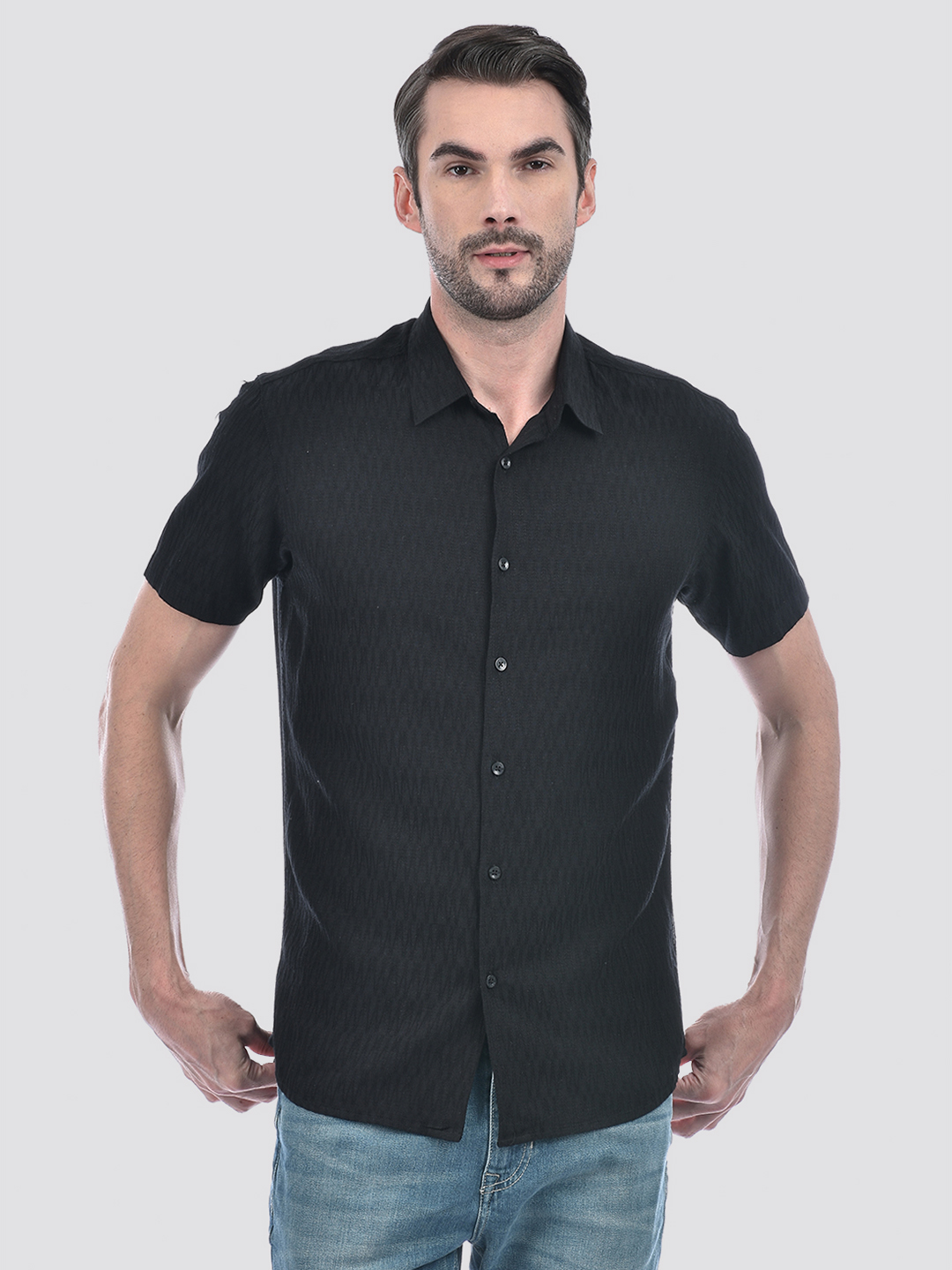 Numero Uno Men Solid Black Shirt